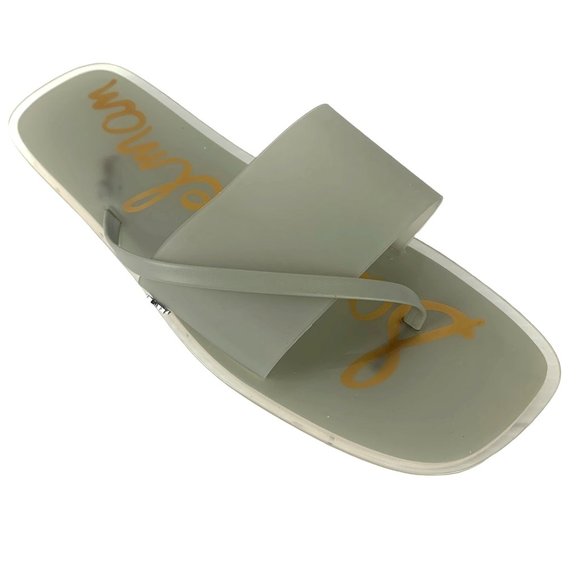SAM EDELMAN Luciana Translucent Gray Thong Slides Sandals - Picture 2 of 10